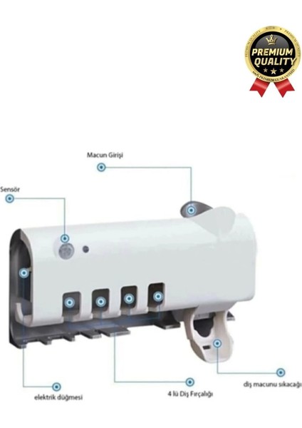 Akıllı Güneş Enerjili USB Şarjlı Diş Macunu Sıkacağı 4 Diş Fırçası Uv Işık Sterilizatörü Temizleyici modelleri