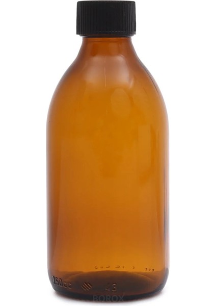 Amber Cam Şişe 250 ml - Siyah Kapaklı Şişe 250cc - Yüksek Kaliteli