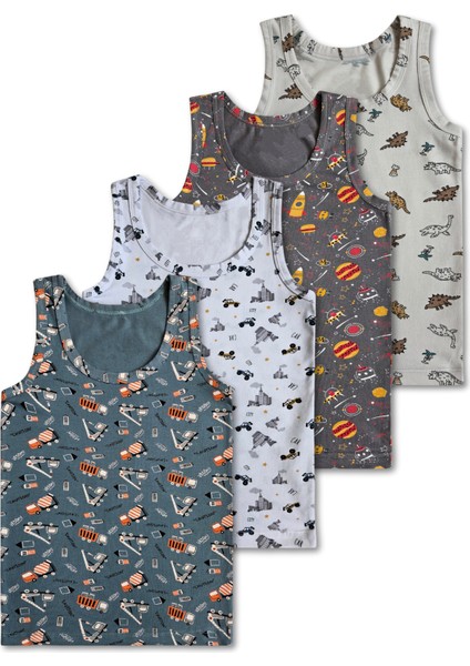 %95 Pamuklu Erkek Çocuk Likralı Penye Atlet Fanila Iç Çamaşır 4lü Set fırsatları