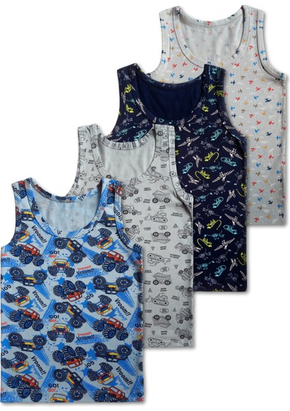 %95 Pamuklu Erkek Çocuk Likralı Penye Atlet Fanila Iç Çamaşır 4lü Set indirimleri