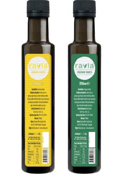 2'li Ürün - Ananas Sirkesi - 250ML / Enginar Sirkesi - 250ML