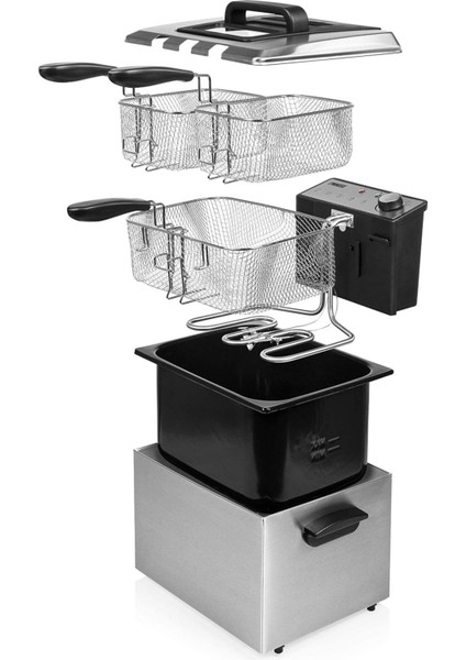 Fritöz, 3270 Watt, 5 Litre, 3 Sepet, Termostat, Soğuk Bölge, 6-7 Kişilik fiyatları