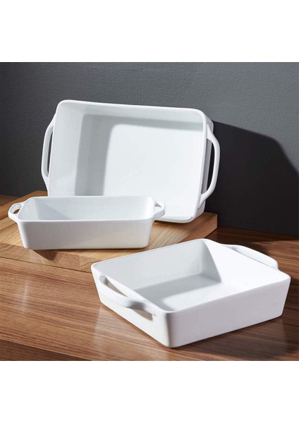 Everyday Baker 3'lü Set, Dayanıklı ve Çok Yönlü Porselen Fırın Kabı Seti