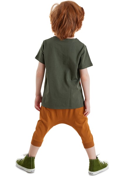 Küçük Kaplan Erkek Çocuk T-shirt Kapri Şort Takım