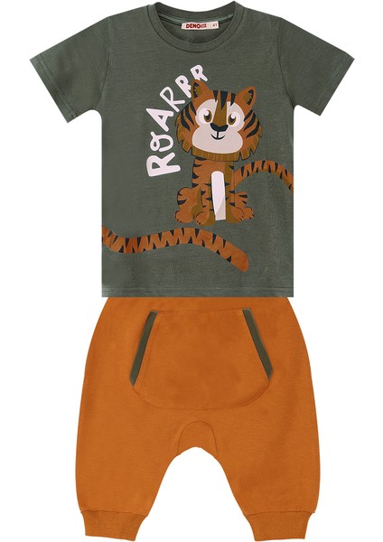 Küçük Kaplan Erkek Çocuk T-shirt Kapri Şort Takım