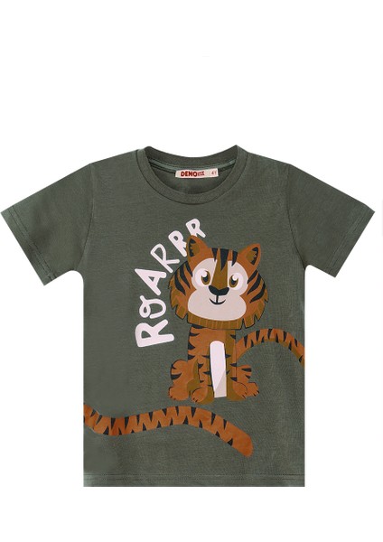 Küçük Kaplan Erkek Çocuk T-shirt Kapri Şort Takım