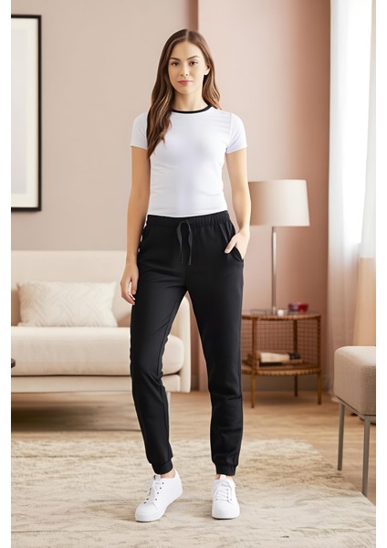%100 Pamuk Kadın 2'li Premium Kumaş Pijama Altı Cepli Ipli Relax Fit Terletmez Esnek Siyah-Lacivert indirimleri