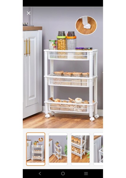 Tekerlekli 3 Katlı Dolap Organizer