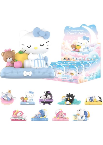 Sanrio Karakterleri Uykuya Daldı Serisi, 9pc Rastgele Figürler ve Koleksiyonluk Aksiyon Figürleri