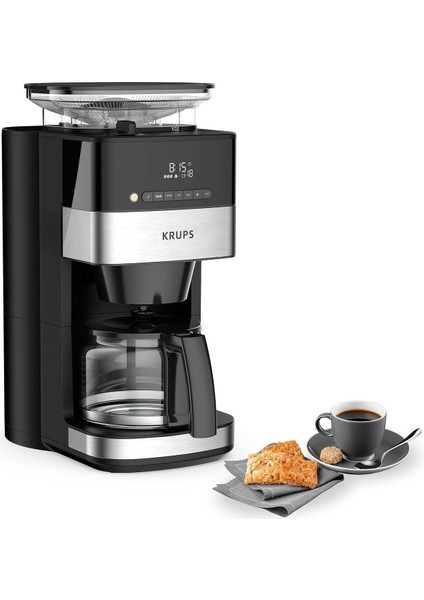 KM8328 Grind Aroma Filtre Kahve Makinesi, 1.25L, 180G Öğütücü, 15 Fincan Kapasite, 3 Öğütme Seviyesi