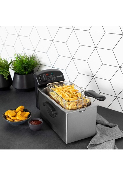 Paslanmaz Çelik Fritöz, 3 Litre (2000 Watt), Yağ Filtreli ve Soğuk Bölge Fonksiyonu fırsatları