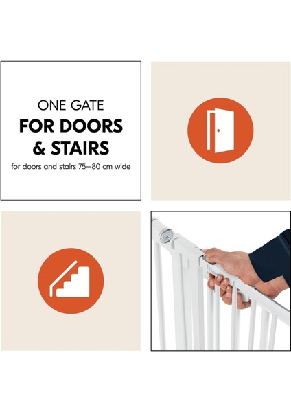 Open N Stop 2 Güvenlik Kapısı, 75- 80 Cm, Delme Gerektirmeyen, Çift Yönlü Açılan, Manuel Kilitleme modelleri