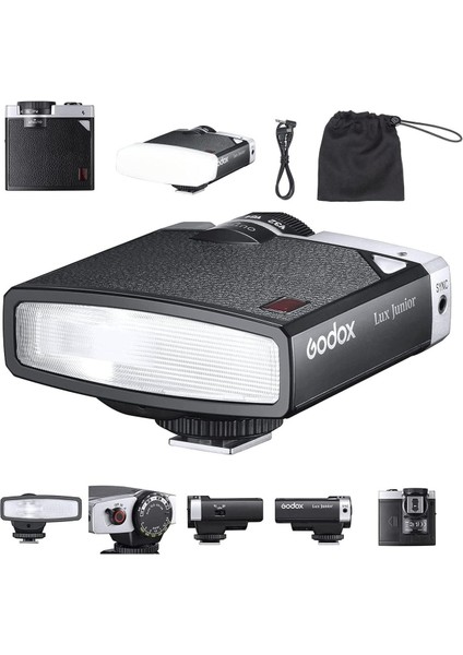 Lux Junior Retro Kamera Flaş, GN12, 6000K, Canon, Nikon, Sony, Fuji, Olympus Uyumluluğu