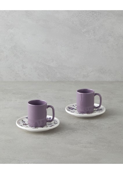 Floretta Bone Porselen 4 Parça 2 Kişilik Kahve Fincan Takımı 90 ml Mor