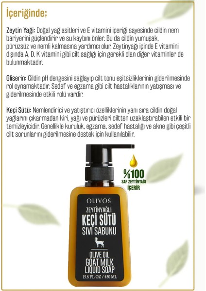 Zeytinyağlı Keçi Sütü Sıvı Sabun 450 ml