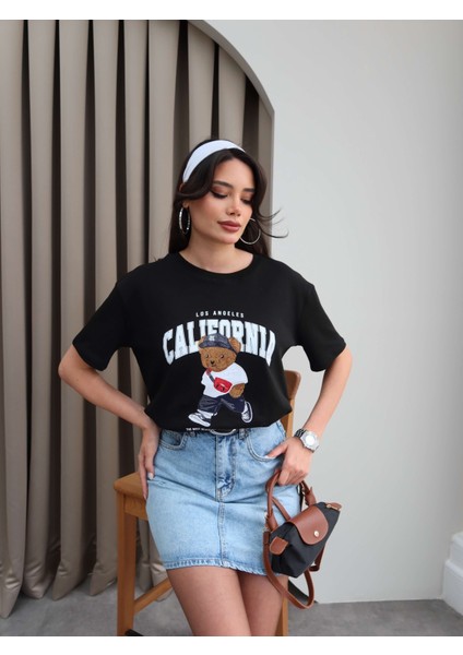 Bear California Baskılı T-Shirt