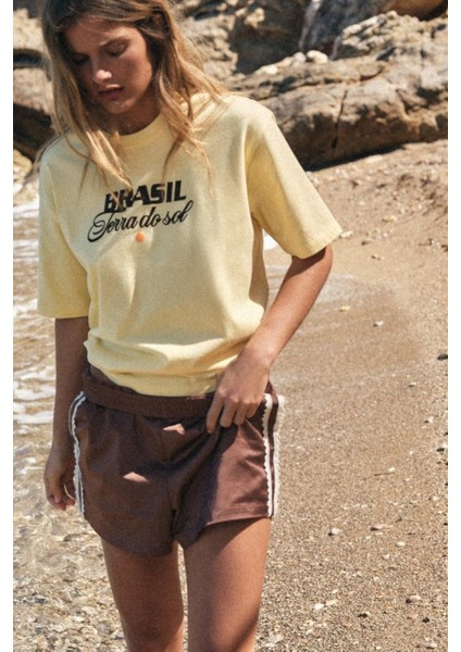 Terra Do Sol Brazil Baskılı %100 Pamuk Tişört Kadın
