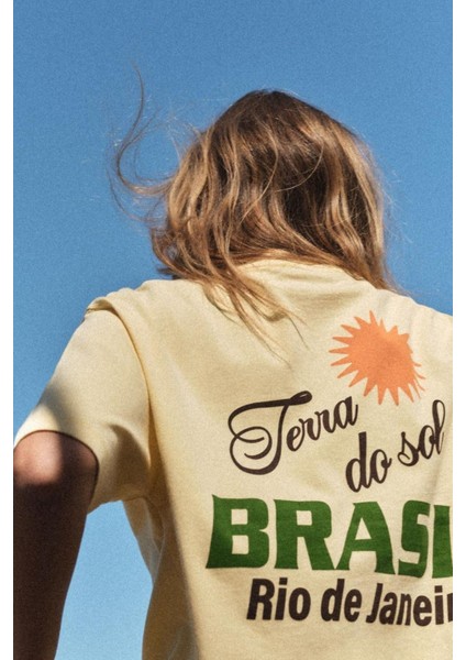 Terra Do Sol Brazil Baskılı %100 Pamuk Tişört Kadın fiyatları