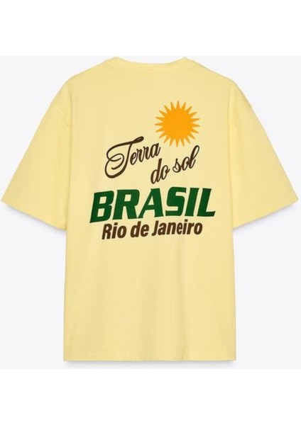 Terra Do Sol Brazil Baskılı %100 Pamuk Tişört Kadın indirimleri