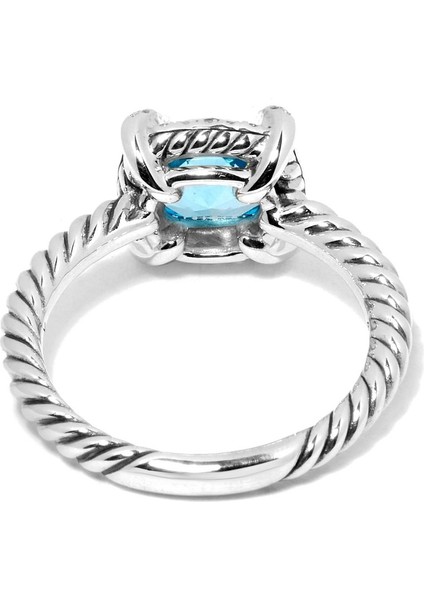 Modern Tasarım 7 mm Mavi Topaz Taşlı Yüzük modelleri