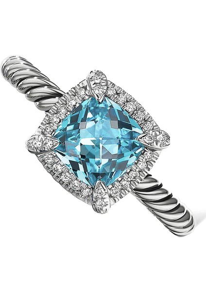 Modern Tasarım 7 mm Mavi Topaz Taşlı Yüzük fırsatları