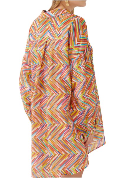 Chevron Desenli Uzun Kollu Pamuk Gömlek modelleri