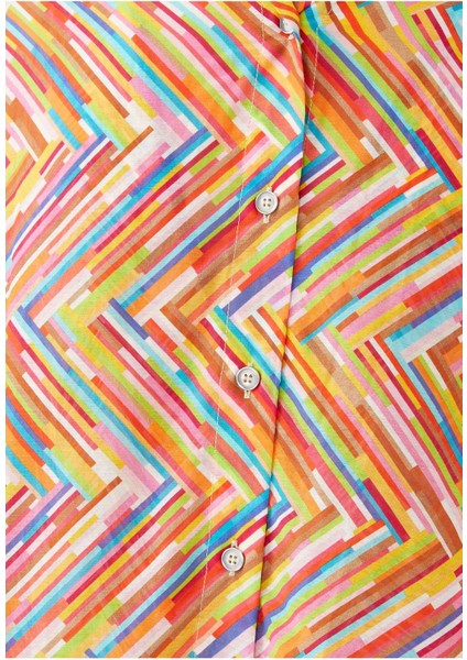 Chevron Desenli Uzun Kollu Pamuk Gömlek fırsatları