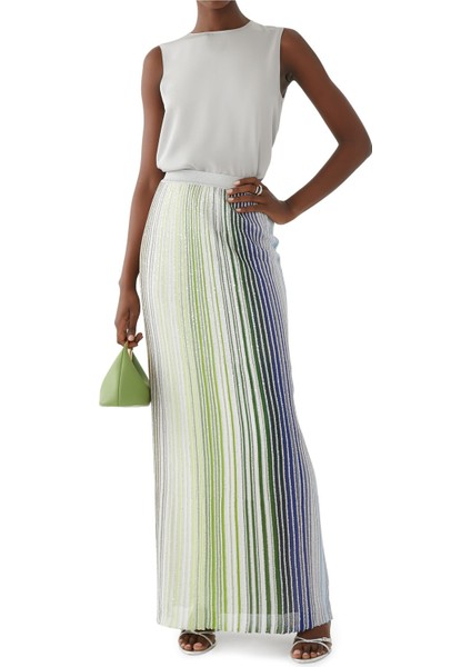 Payetli Maxi Etek - Yeşil Çok Renkli fiyatları