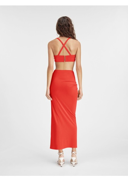 Yüksek Kalite Drapeli Uzun Etek Rahat Low Waisted Fitted Tasarım