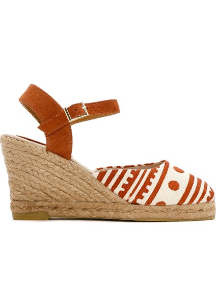 Kastamonu Taş Baskı Kadın Siyah Desenli Dolgu Topuklu Espadril Sandalet 25SFD20846F