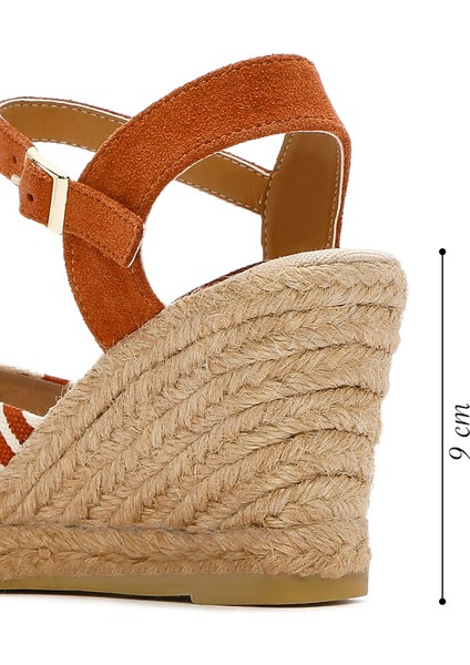 Kastamonu Taş Baskı Kadın Siyah Desenli Dolgu Topuklu Espadril Sandalet 25SFD20846F
