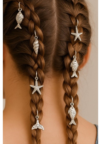 Okyanus Temalı 8'li Saç Küpesi 2 Adet Yıldız Küpe Seti fiyatları