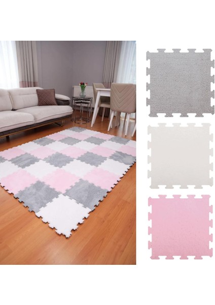 Pembe-Gri-Beyaz Modern Salon-Oturma Odası/yatak Odası/mutfak/antre/hol/koridor Halısı/kreş Halısı Japon Halı/peluş Halı