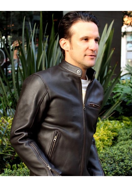 Zik Hakiki Deri Spor Ceket Koyu Kahverengi Slimfit Kesim modelleri