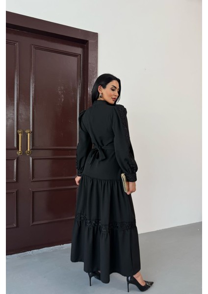 Kadın Dantel Detaylı Maxi Boy Likralı Elbise NBMS2532 indirimleri