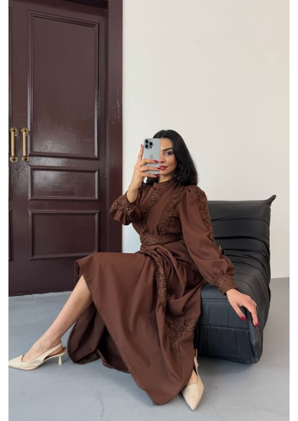 Kadın Dantel Detaylı Maxi Boy Likralı Elbise NBMS2532 indirimleri