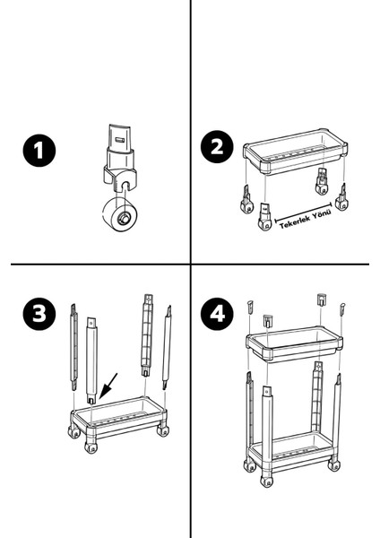 2 Adet Tezgah Altı Tekerlekli Raf Ünitesi fırsatları