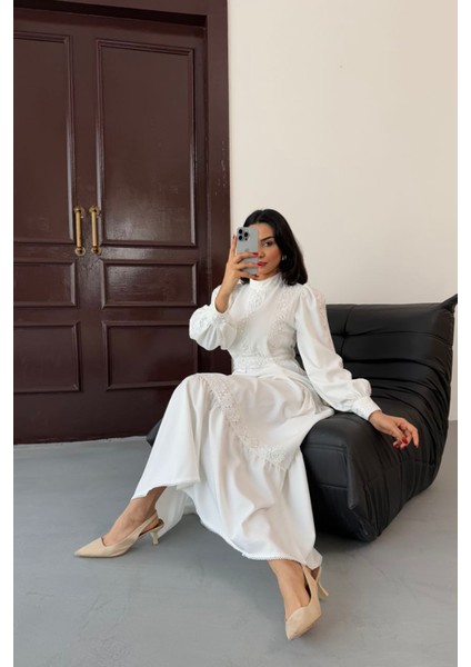 Kadın Dantel Detaylı Maxi Boy Likralı Elbise NBMS2532 modelleri