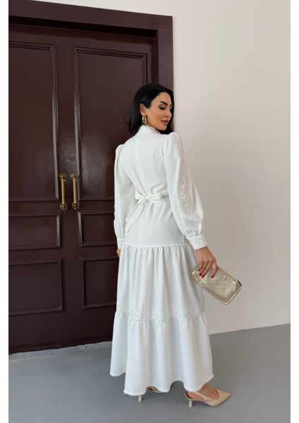 Kadın Dantel Detaylı Maxi Boy Likralı Elbise NBMS2532 indirimleri