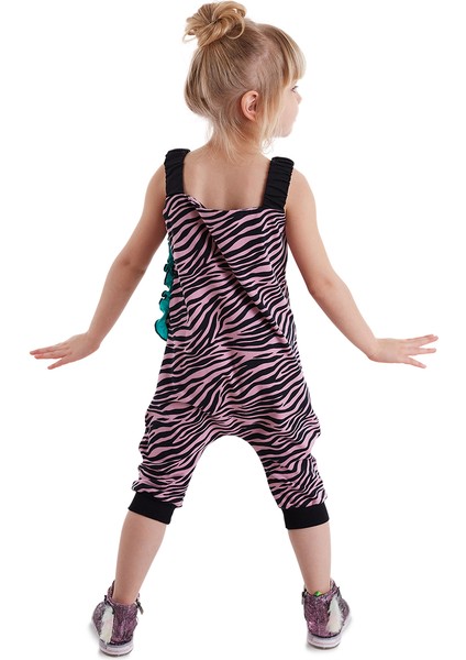 Zebra Fırfırlı Kız Çocuk Tulum