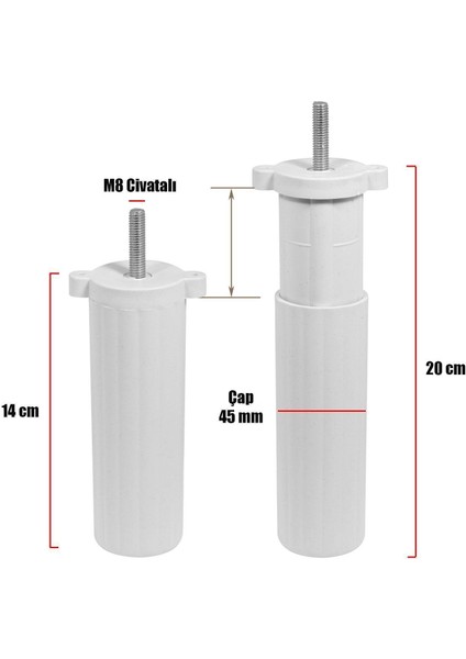Mobilya Tv Ünitesi Koltuk Kanepe Destek Ayağı 14 cm Krom Baza Ayakları M8 Destek 6'lı Set