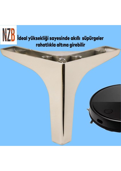 Mobilya Tv Ünitesi Koltuk Kanepe Destek Ayağı 14 cm Krom Baza Ayakları M8 Destek 6'lı Set