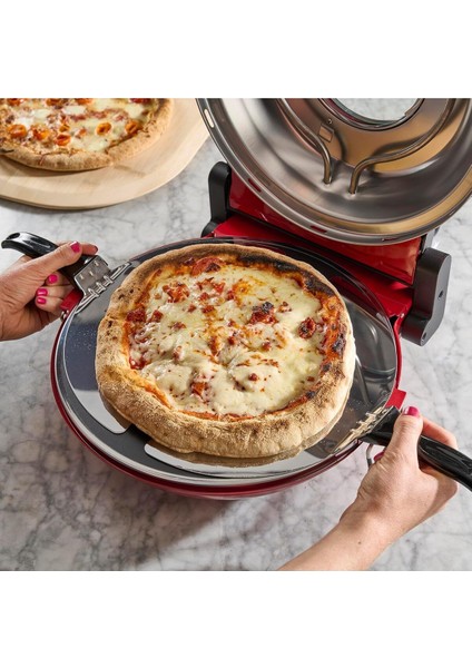 Elektrikli Pizza Fırını, Taş Tabanlı, Cam Pencereli, 1200W, 390°C