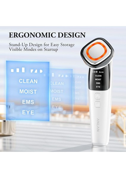 Kırışıklıklara Karşı Yüz Masajı, Ems Gua Sha Elektrik, 42°c Isı, Kırmızı ve Mavi Işık Terapisi