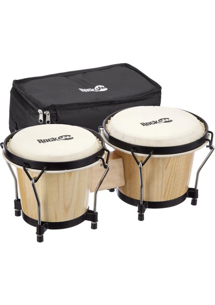 Technote Bongo Seti (17,8 cm ve 20,3 Cm) Doğal Ahşap, Inek Derisi, Akort Anahtarı