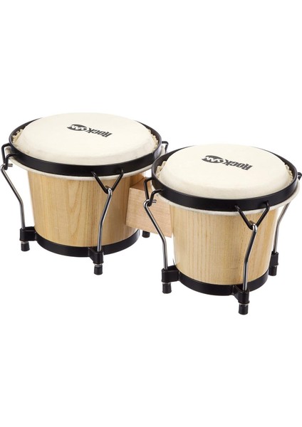 Technote Bongo Seti (17,8 cm ve 20,3 Cm) Doğal Ahşap, Inek Derisi, Akort Anahtarı