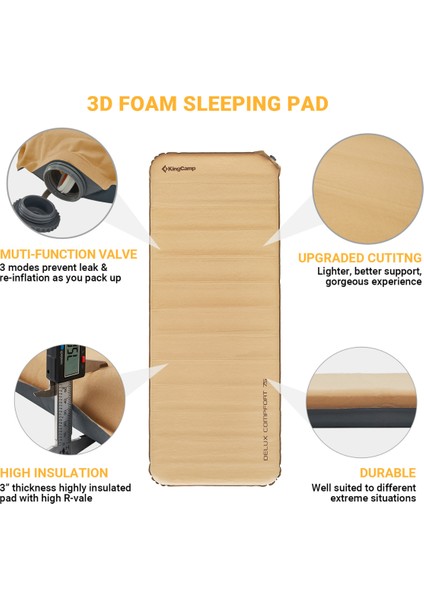 Kingcamp Deluxe Wide Ultra 7,5 Cm. Tek Kişilik Şişme Mat R: 6,5