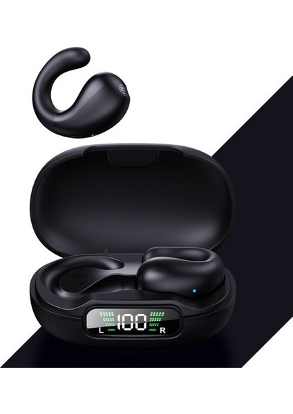 Akıllı Dijital Ekrana Sahip, Uzun Süre Takıldığında Acı Vermeyen Yeni Klipsli Bluetooth Kulaklık Q92 Kulak Klipsli Kulaklık (Yurt Dışından)