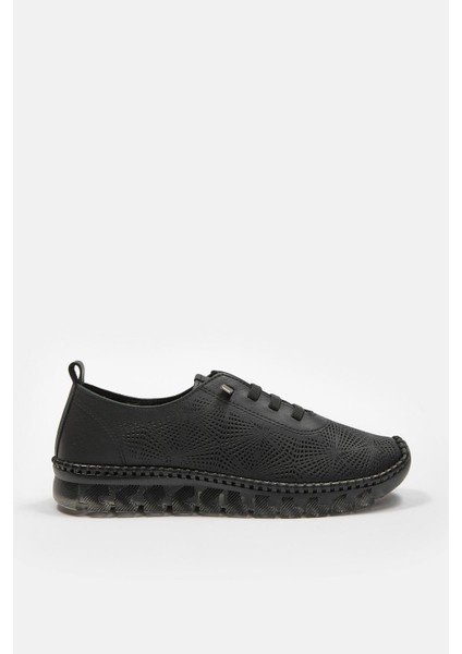 Russa Siyah Deri Kadın Sneaker