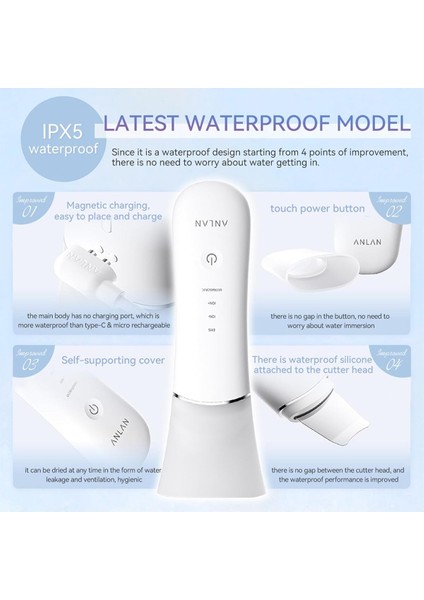 Ultrasonik Peeling Cilt Temizleyici, Siyah Nokta & Gözenek Temizleyici, Ipx5 Su Geçirmez indirimleri